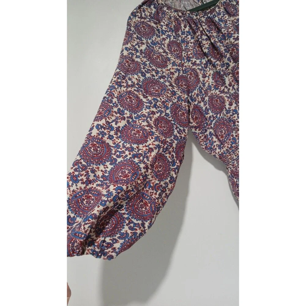 J.Crew Palermo Smocked-Waist Linen Dress Size MT Floral Medallion Casual Coastal